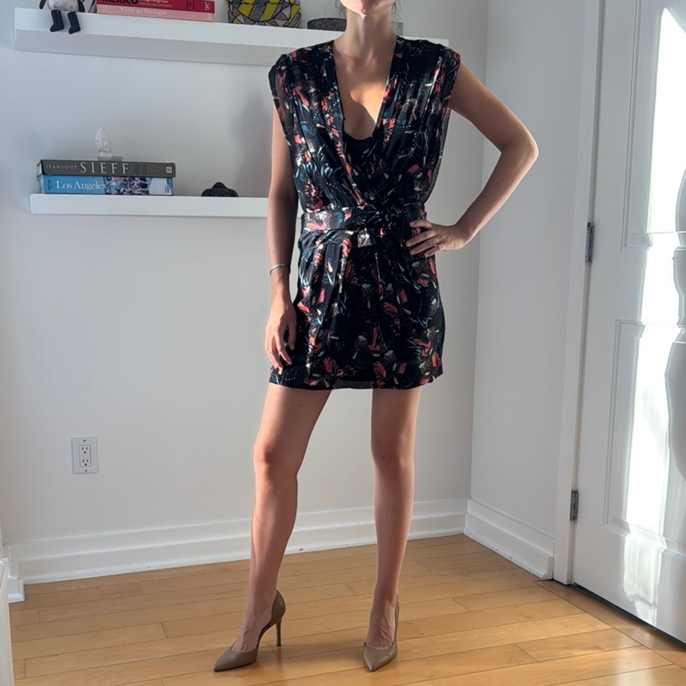 All Saints Black Cut Out Ruched Cocktail Dress